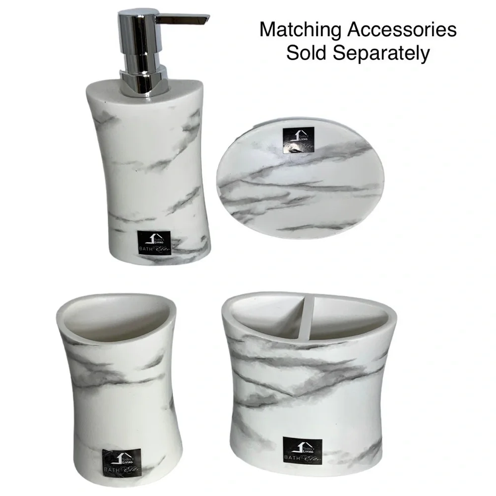 Today’s Living Marble Elite Bath Shower Curtain Easy Care Fabric White Gray